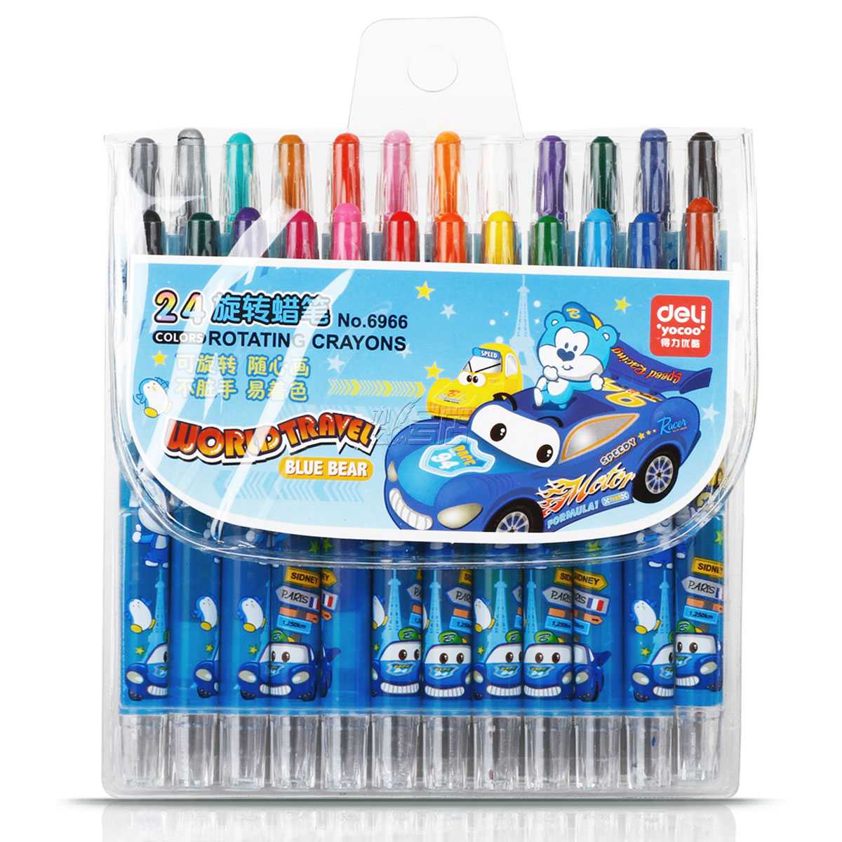 得力旋转蜡笔 6966旋转蜡笔 24色旋转蜡笔 学生/儿童蜡笔