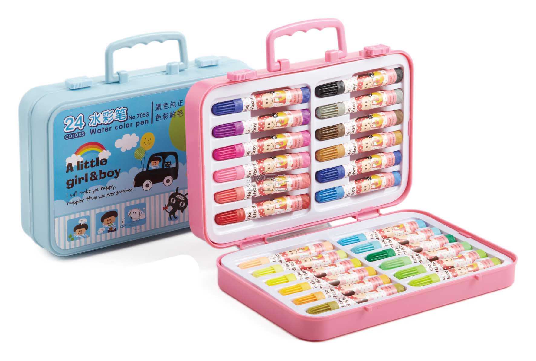 得力7053水彩笔 彩色水笔 儿童绘画笔水性水彩笔 24色盒装水彩笔
