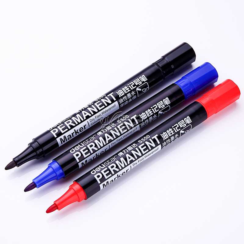 得力S550记号笔 单头油性笔 书写1.5mm物流笔 大头笔 油性记号笔
