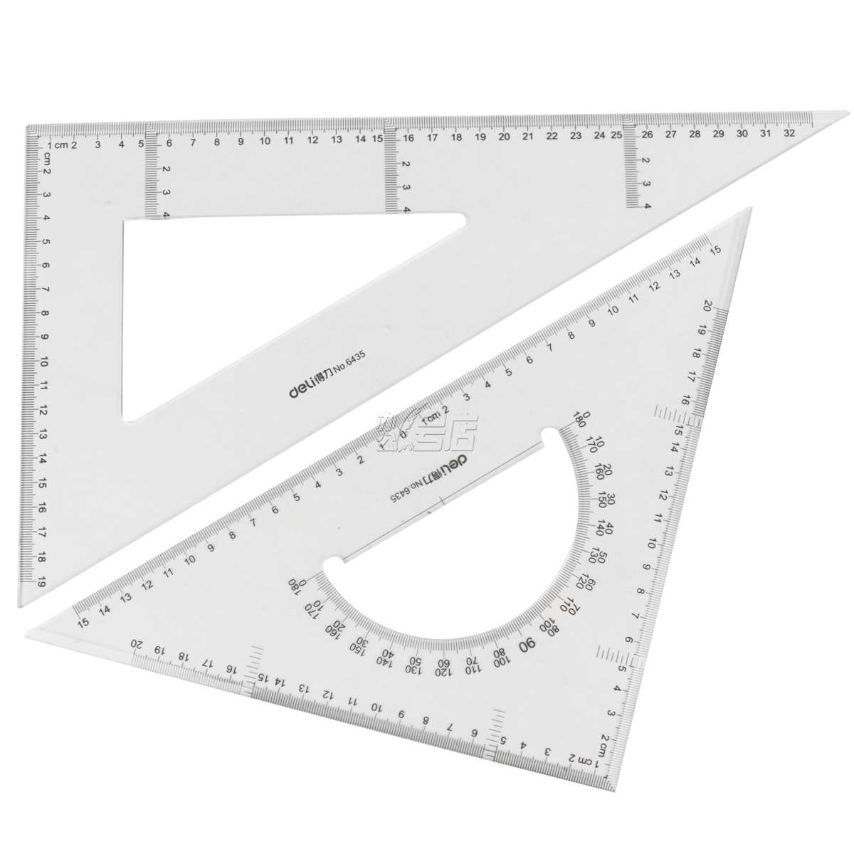 得力6435三角尺 35cm工程绘画套尺 35厘米锐角/等腰直角三角尺
