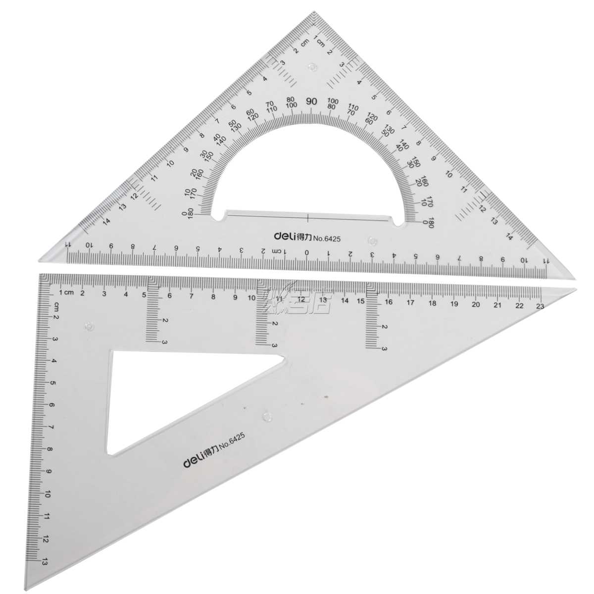 得力6425三角尺 25cm工程绘画套尺 25厘米锐角/等腰直角三角尺