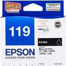 爱普生（Epson）T1191 大容量黑色墨盒 C13T119180（适用650FN/70/1100）