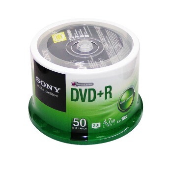 索尼（SONY）DVD+R 16速 4.7G 50片桶装 刻录盘 空白光盘