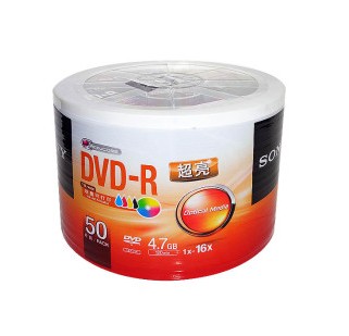 索尼（SONY）DVD-R 16速 4.7G 50片塑封装 亮面高光可打印刻录盘 空白光盘